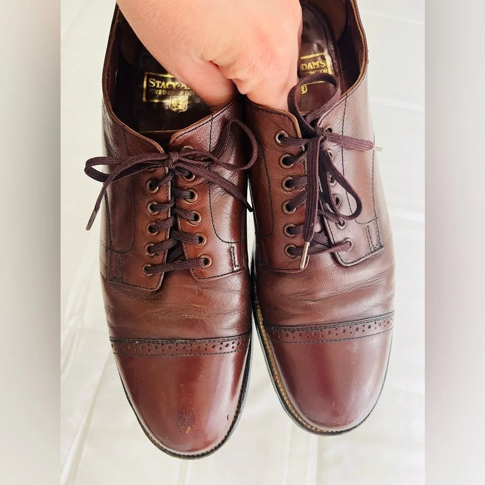 Stacy Adams Mens Classic Leather Dress Cognac Cap-‎ Toe Shoes Size 8 1/2